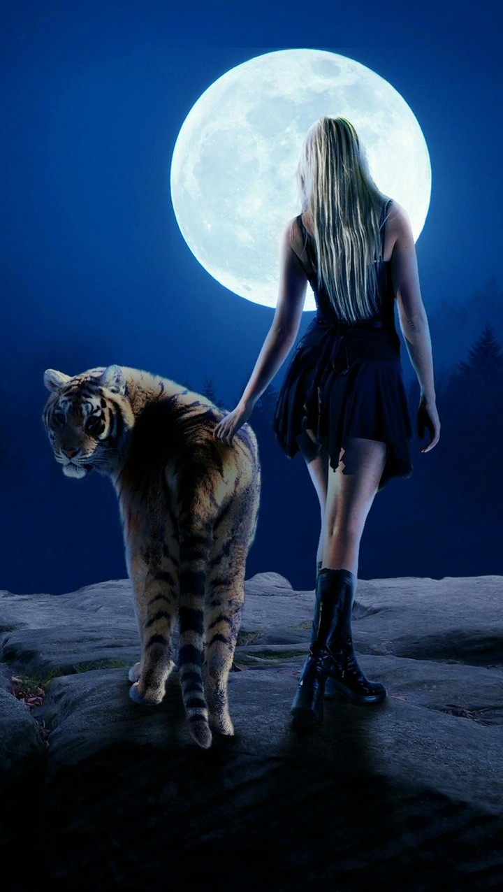 tiger  and girl
