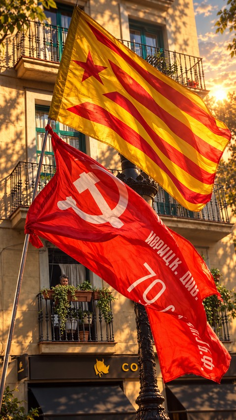 Estelada + bandera de la victòria