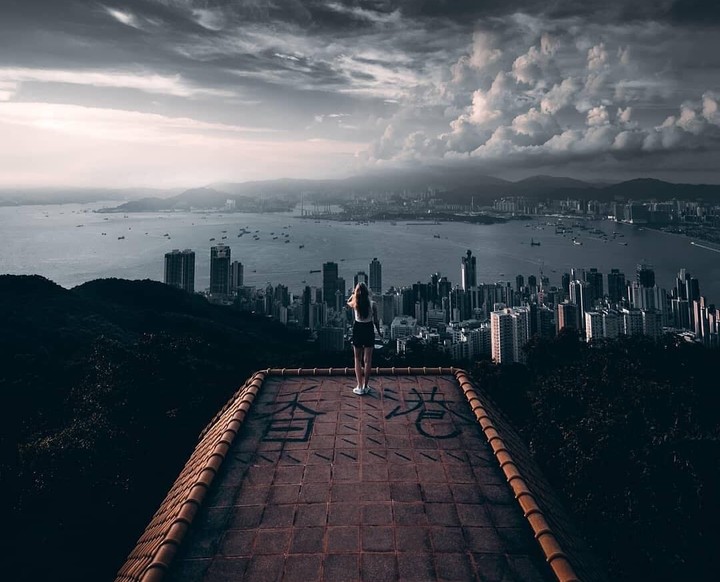 above the city...