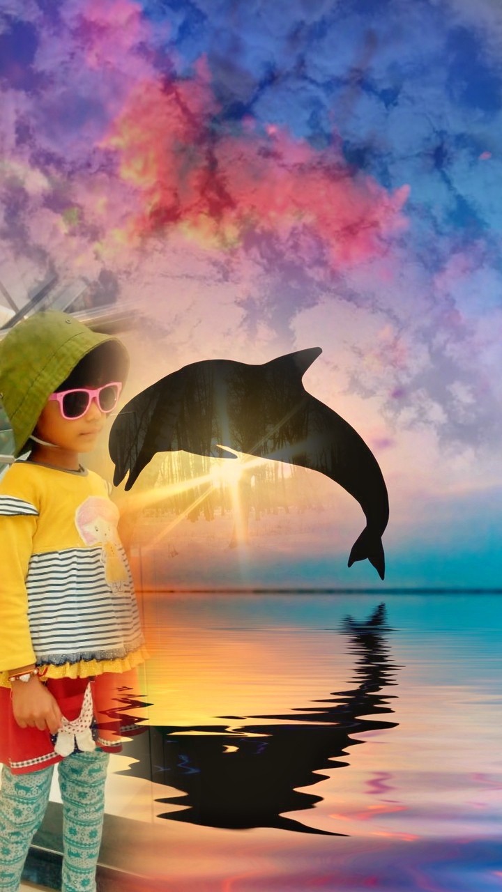sunshine with whale and cute girl