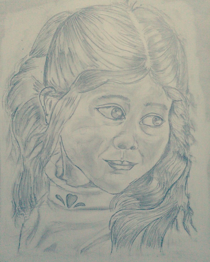 portrait sketch of cute baby girl