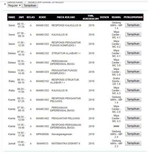 Jadwal Ganjil
