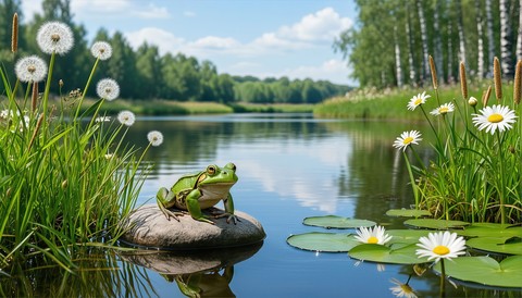 Pond, wildflower वॉलपेपर