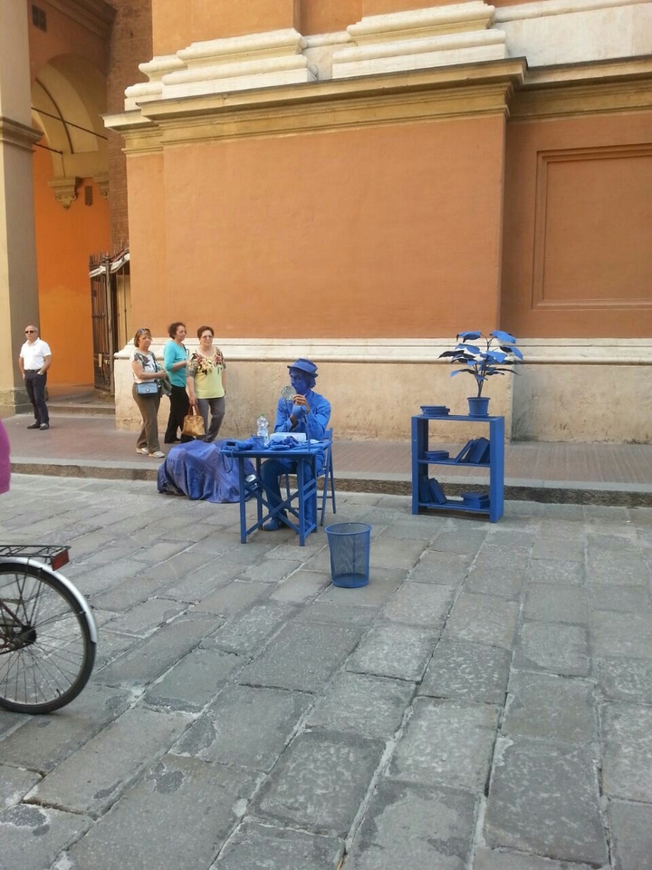 The man in blue