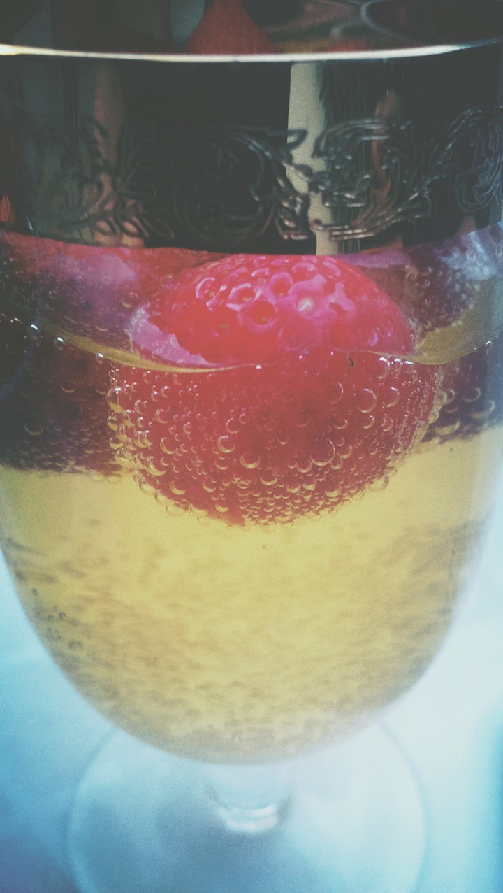Champagne with strawberry