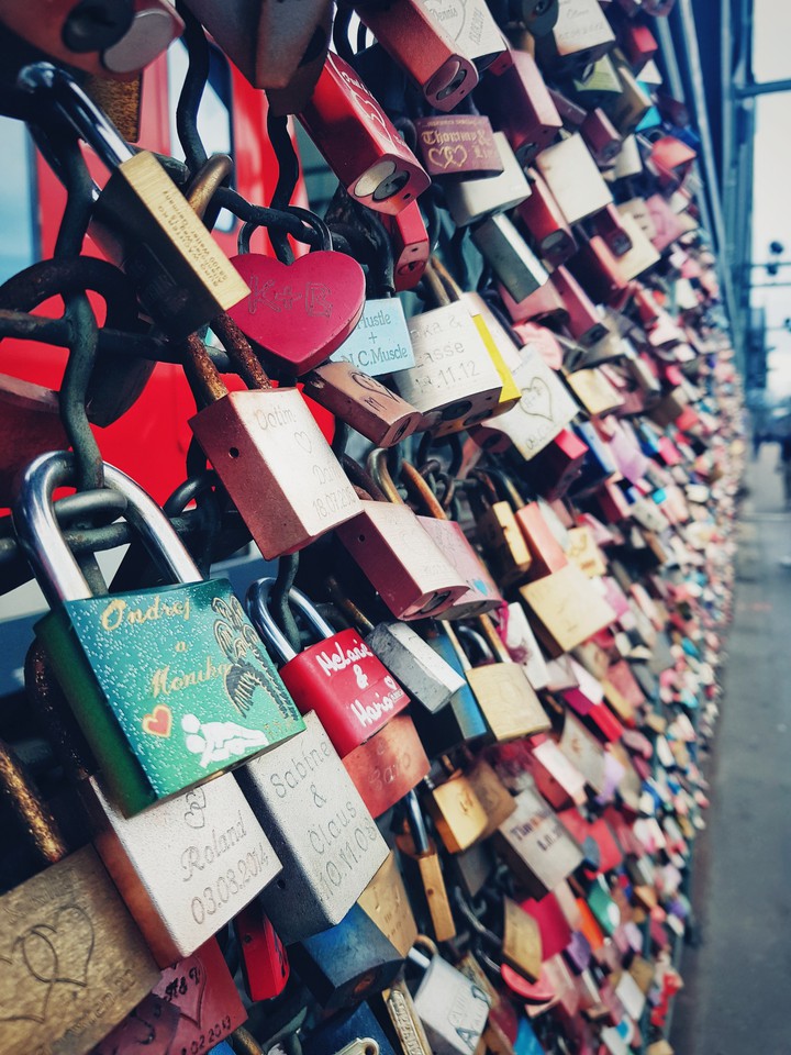 The locks of love on Hohenzollernbrücke, Cologne (Germany)