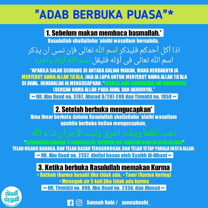 Adab Berbuka Puasa Nabi Shallallahu 'alaihi wasallam