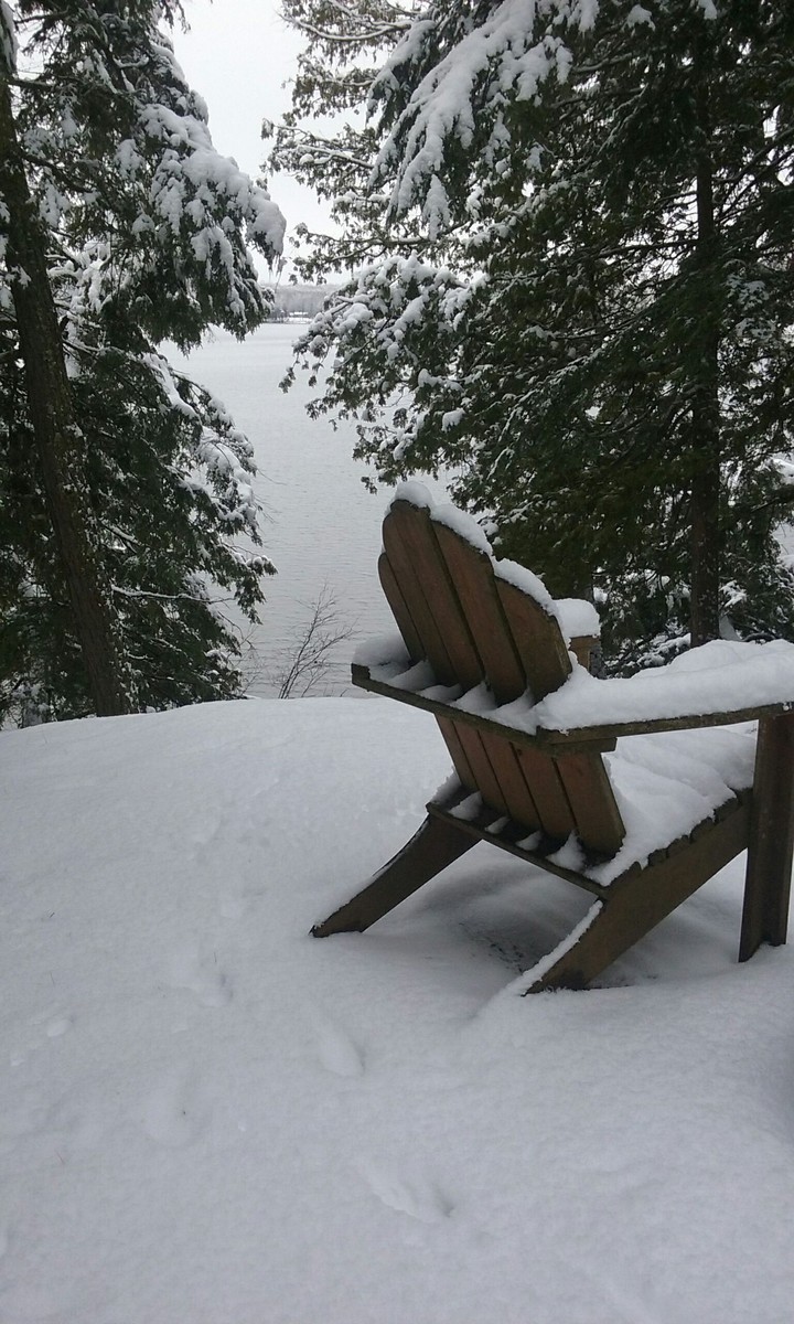 Snowy Lake and Chair