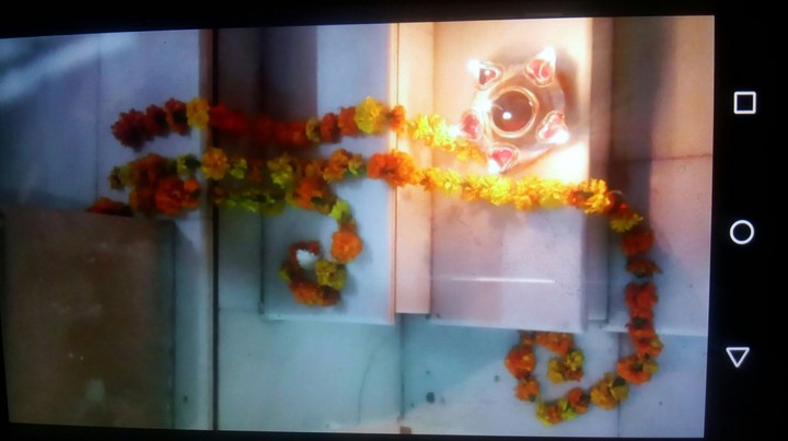 Flower Rangoli with diya