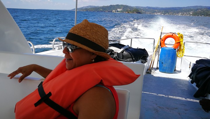 my lovely wife  on the way to Isla Cayo de Levantado