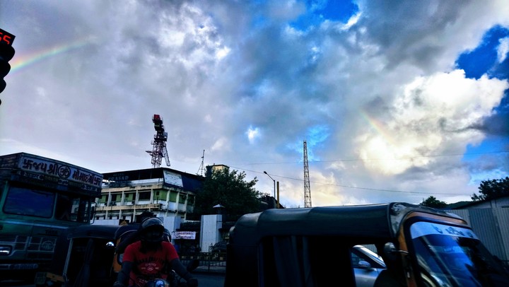 rainbow #traffic #mumbai#road#signal#rain#cloud#