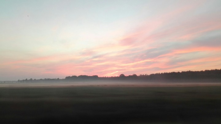Mist at sunset