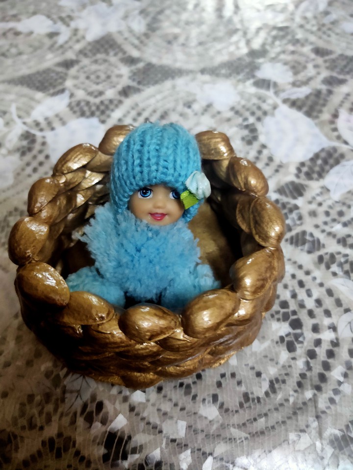 cute baby in a basket made by me