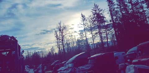 truck yard evening view