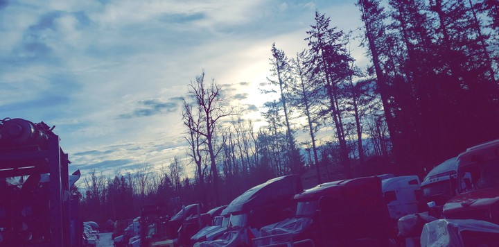 truck yard evening view