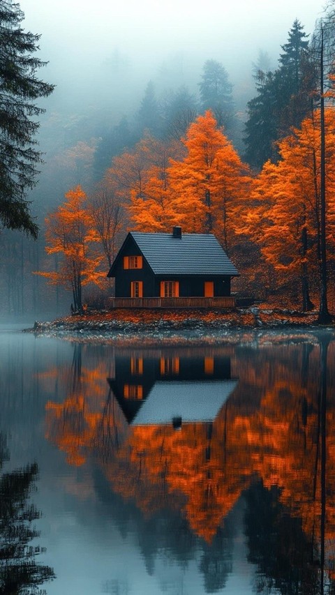 רקעים lake, Autumn
