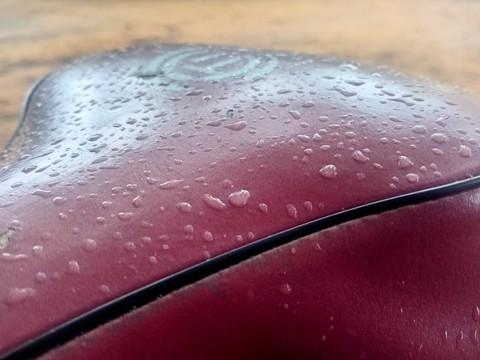 rain droplets on cycle seat