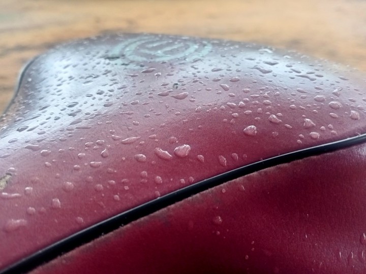 rain droplets on cycle seat