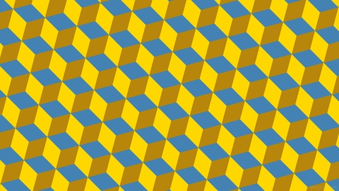 Color 3d Cube Blue Yellow brown