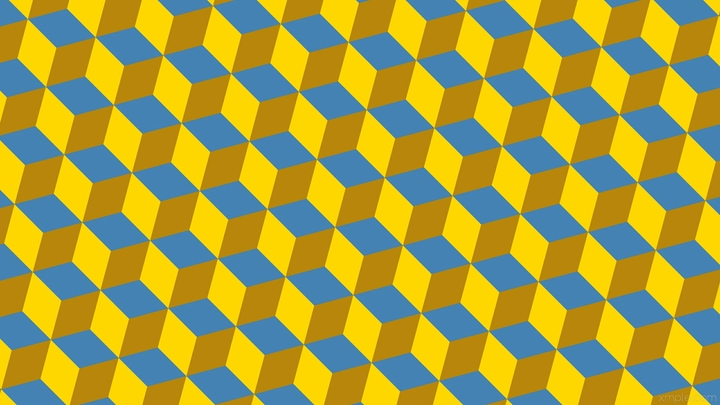 Color 3d Cube Blue Yellow brown