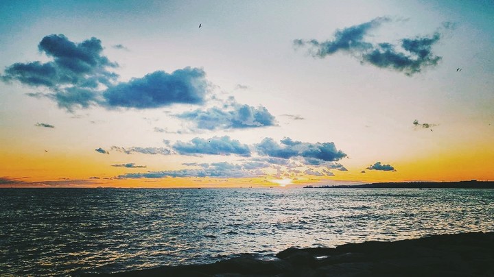 Sunset clouds sea