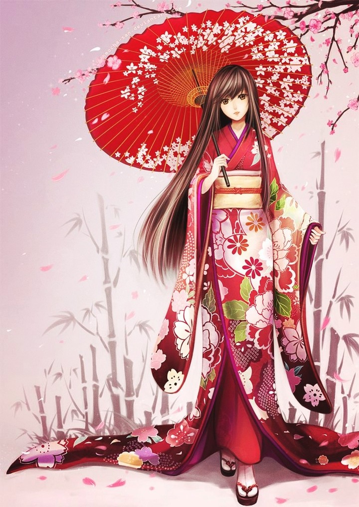 anime girl in a kimono