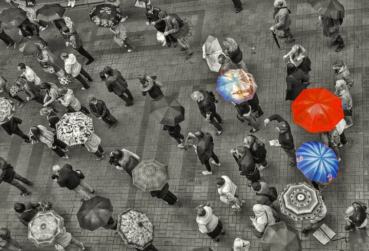 rain, umbrellas