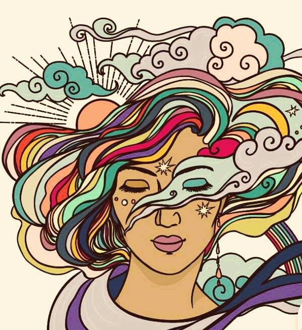 a colourful woman