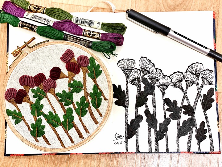 embroidery and draw made by me