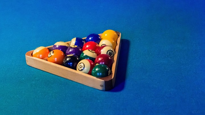 Billiard with ball in rack