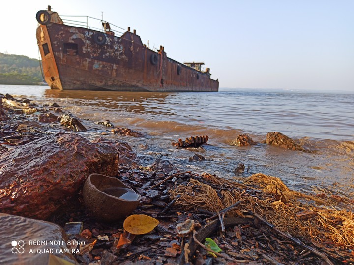seashore and ship scrapyard