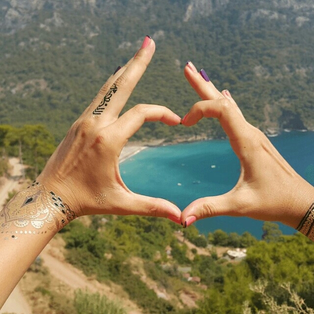 Nature, Heart, beach, mountain, island, sun, beautiful