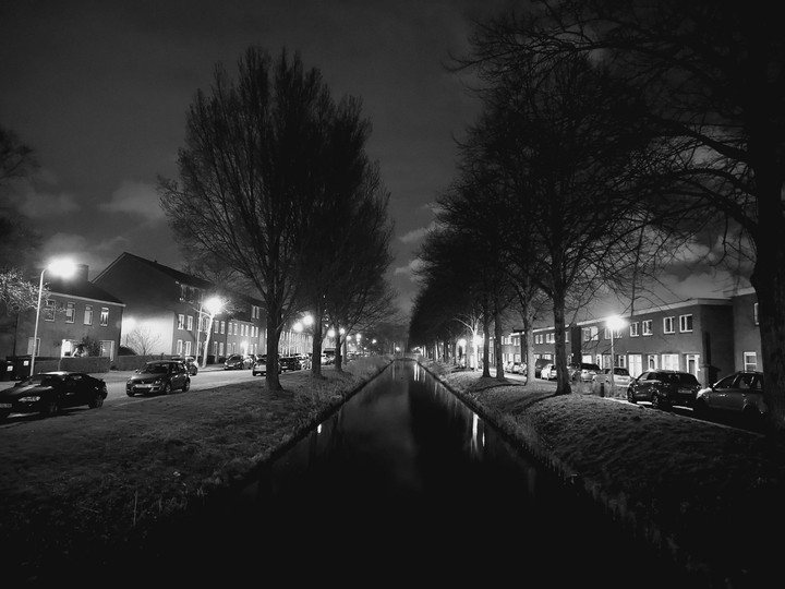At night