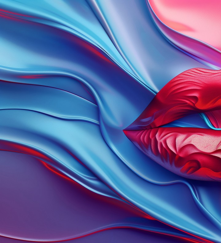 lips emerging through liquid glossy texture wallpaper background
