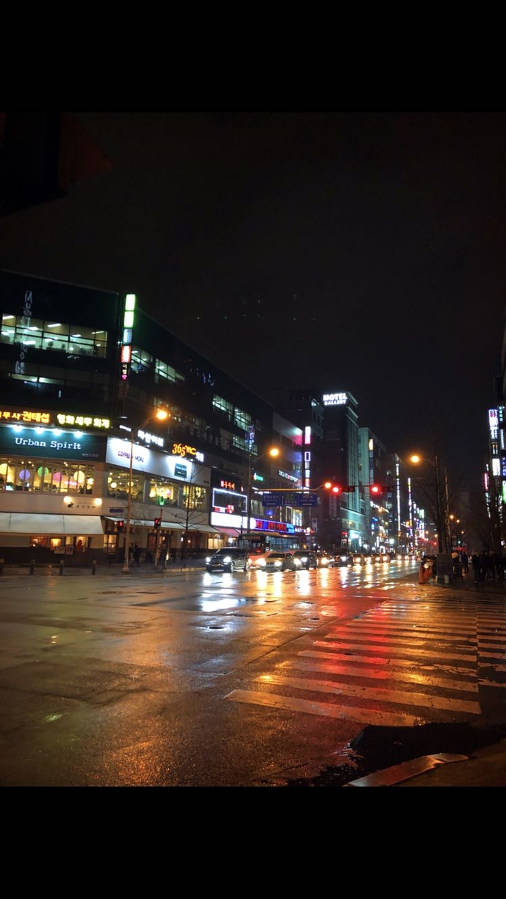 city lights after raining