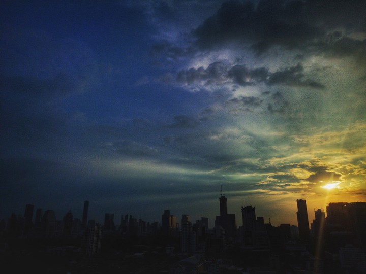 triple color of evening sky.