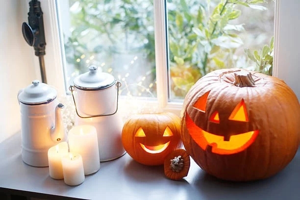 jolly lantern window sill display