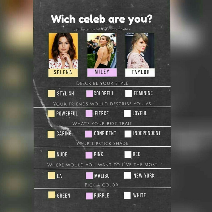 Little quiz with celebs☁️ Selena, Taylor and Miley