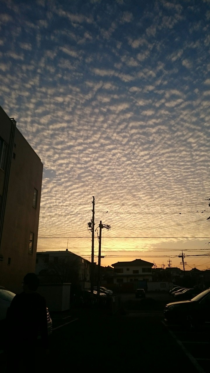 Mackerel sky and sunset