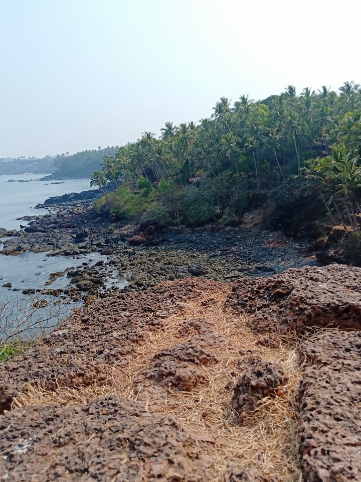 rock cliff with sea