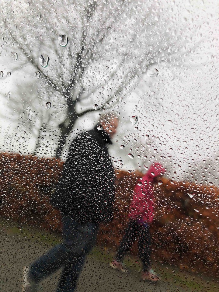 People in the rain