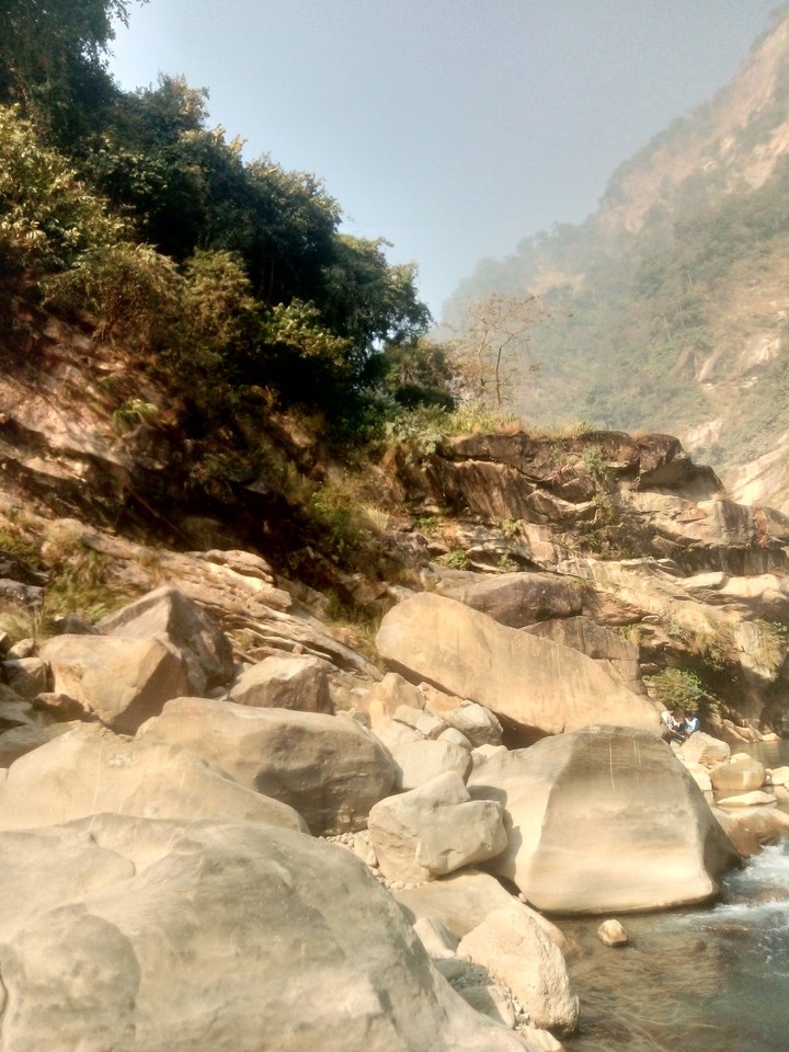 Natural river and hill