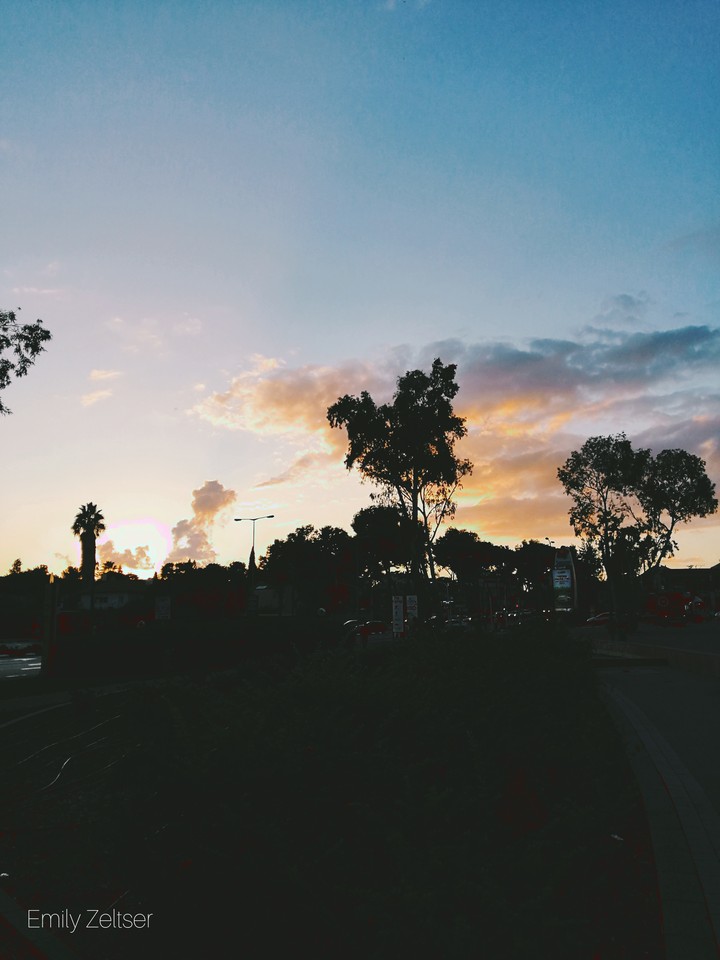 Sunset in the city of Kfar Saba in Israel