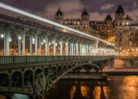 The Western Part of The Pont de Bir-Hakeim Seen At Night.