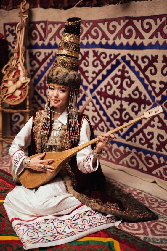 kazakh girl with dombyra