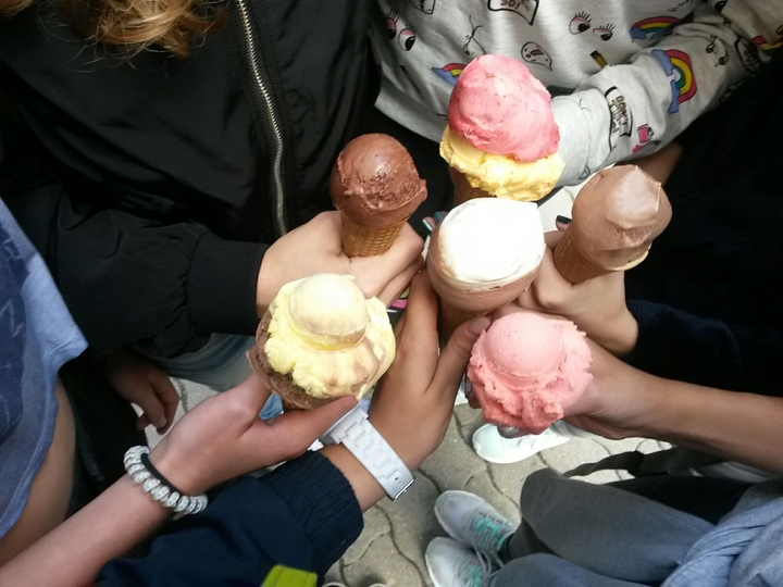eating ice cream with friends!