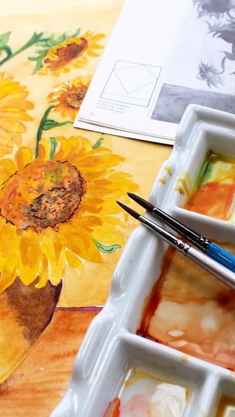 Watercolor sunflower
