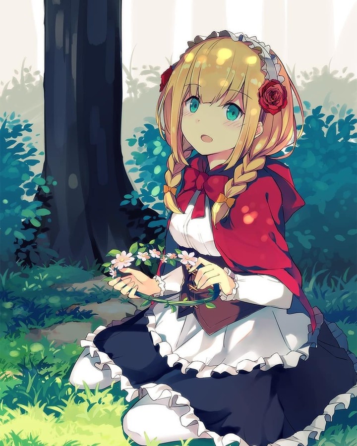 Anime girl in the garden