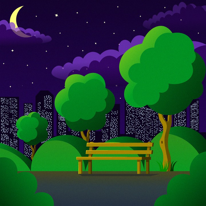 bench in the moonlight