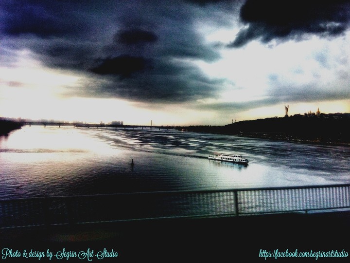 Evening Kiev on the Dnipro River
